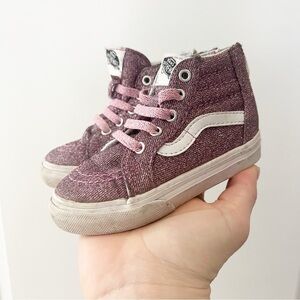Vans Toddler Girls High Top Pink Sparkle Sneakers